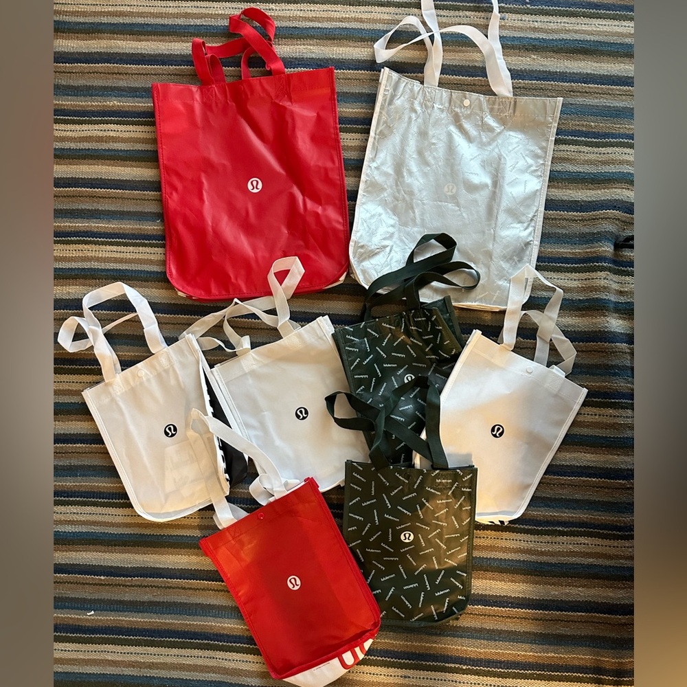 lululemon athletica Tote Bag Collection - Red, White, Black, Green bundle